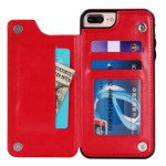 Wholesale iPhone 8 Plus / 7 Plus Flip Book Leather Style Credit Card Case (Red)